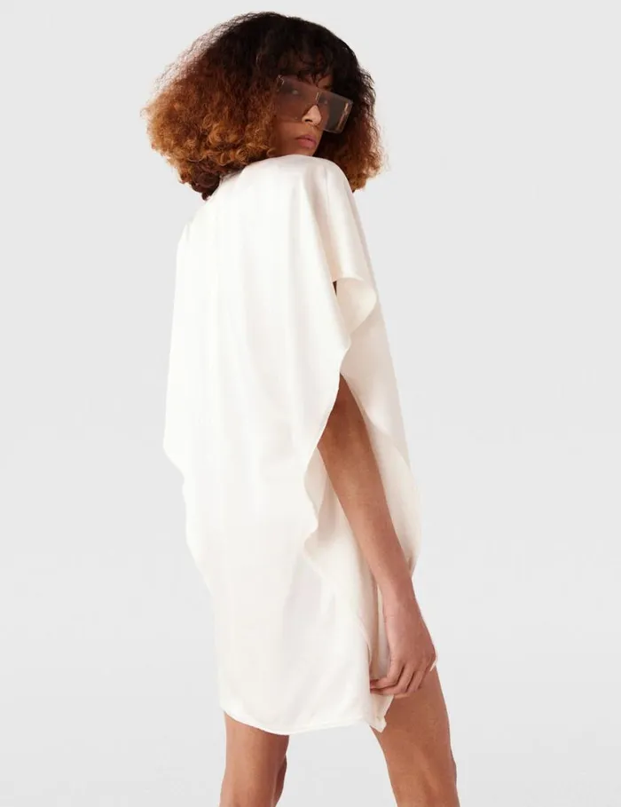 Women Drape Sleeve Mini Dress White Stella McCartney Dresses Women Drape Sleeve Mini Dress White Stella McCartney Dresses