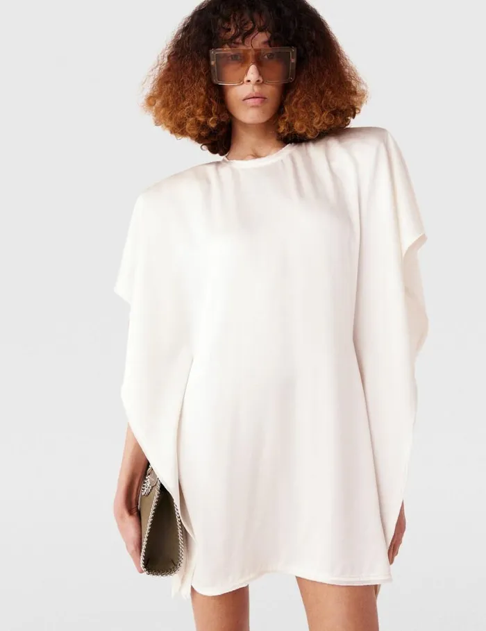 Women Drape Sleeve Mini Dress White Stella McCartney Dresses Women Drape Sleeve Mini Dress White Stella McCartney Dresses
