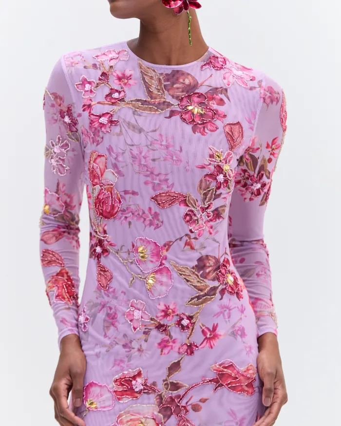 Women Dresses and Jumpsuits PatBO FLORAL HAZE EMBROIDERED TULLE DRESS Violet