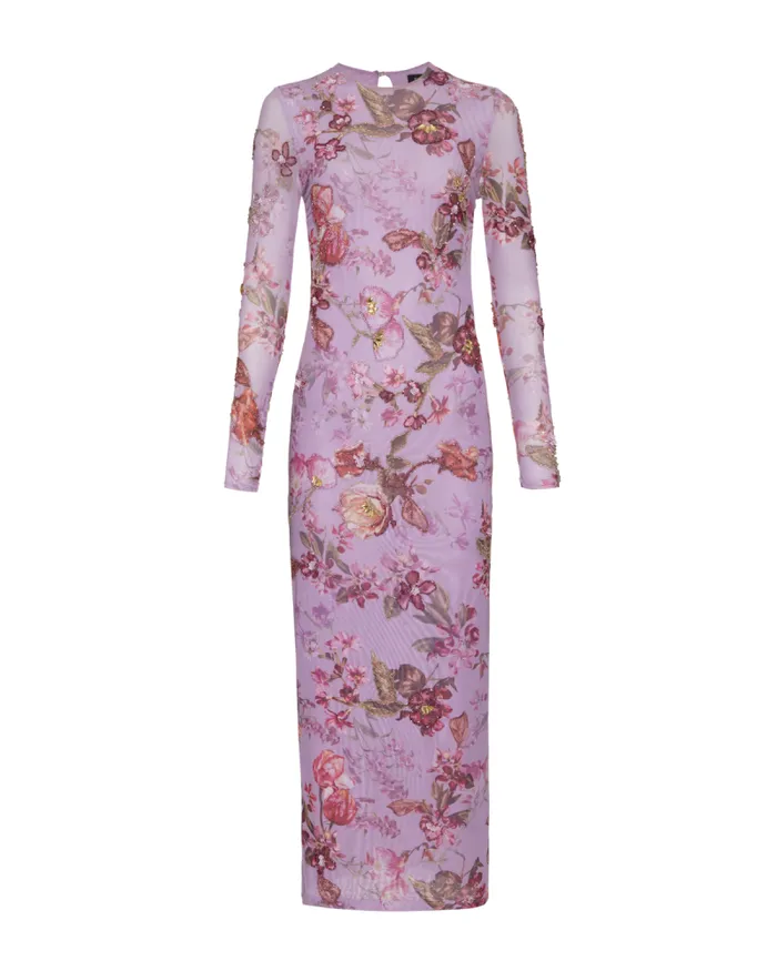 Women Dresses and Jumpsuits PatBO FLORAL HAZE EMBROIDERED TULLE DRESS Violet