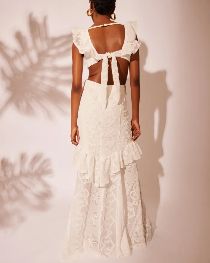 Women Dresses and Jumpsuits PatBO Flutter Cut Out Long Dress Off White