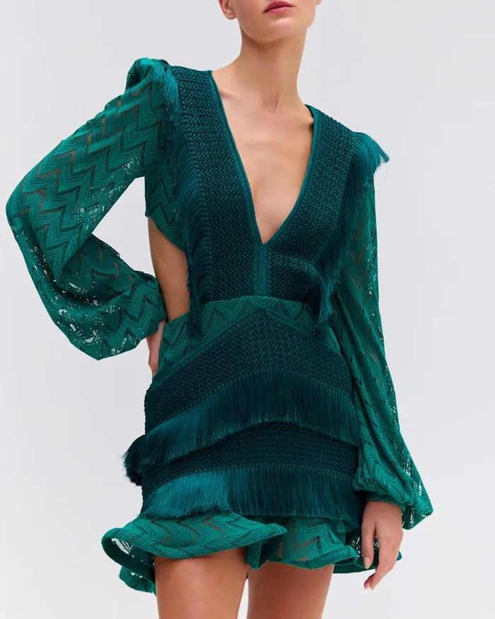 Women Dresses and Jumpsuits PatBO FRINGE CUTOUT MINI DRESS Galapagos