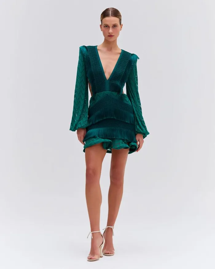 Women Dresses and Jumpsuits PatBO FRINGE CUTOUT MINI DRESS Galapagos