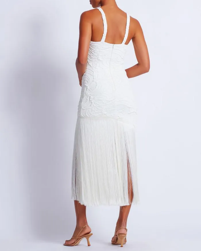 Women Dresses and Jumpsuits PatBO Jacquard Fringe Maxi Dress FINAL SALE White