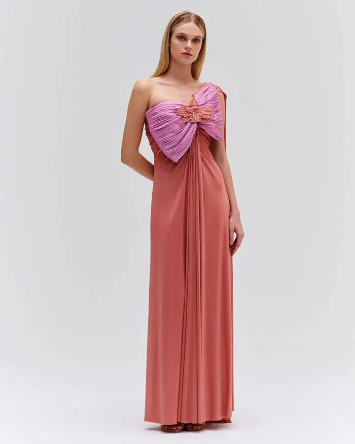Women Dresses and Jumpsuits PatBO Metallic Jersey One Shoulder Maxi Dress FINAL SALE Terracotta