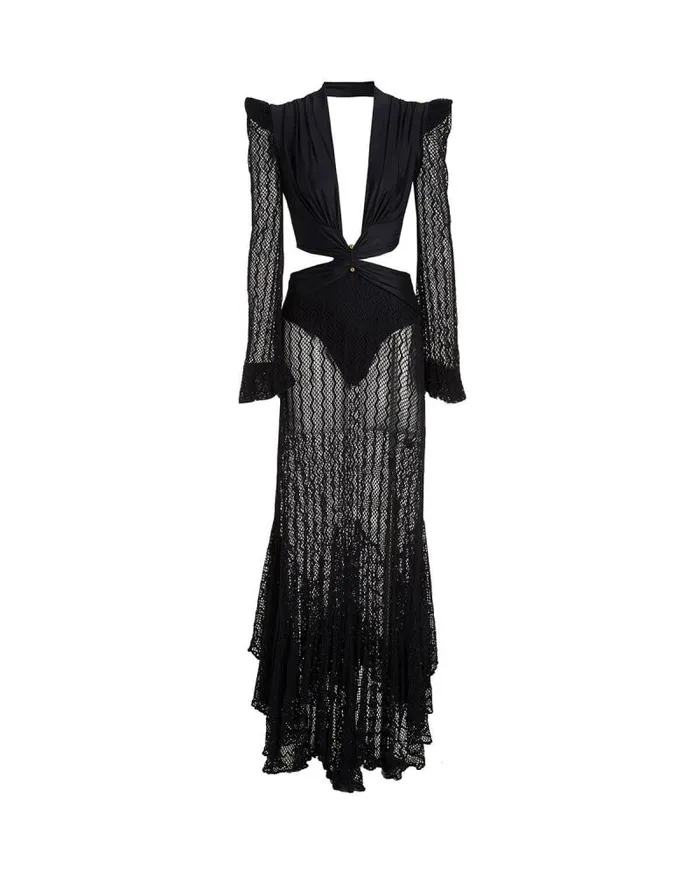 Women Dresses and Jumpsuits PatBO PLUNGE NETTED BEACH DRESS EXCLUSIVE Black
