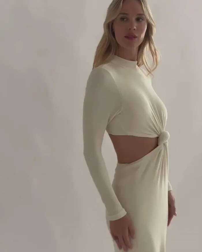 Women Dresses and Jumpsuits PatBO Stretch Knit Midi Dress FINAL SALE Ecru