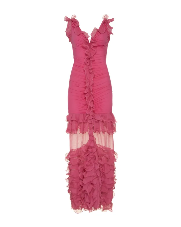 Women Dresses and Jumpsuits PatBO Stretch Tulle Maxi Dress Flamingo