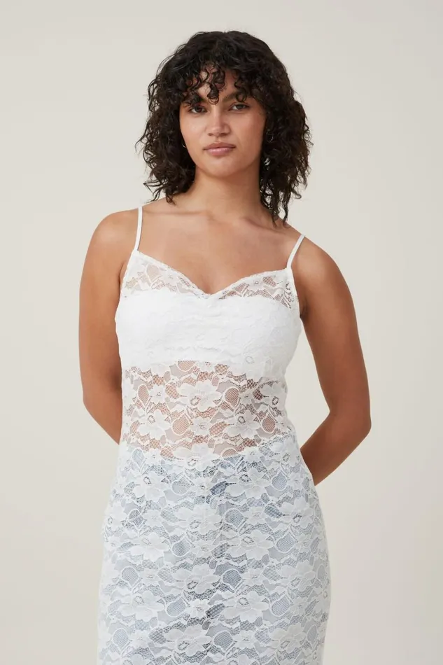 Women Dresses Cotton On Lace Slip Maxi Dress Cream