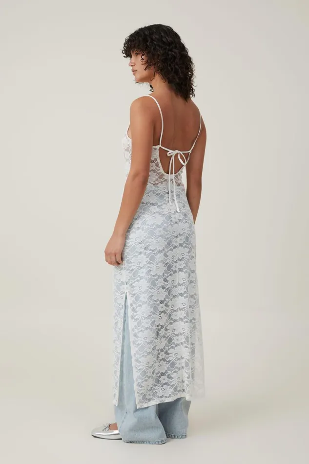 Women Dresses Cotton On Lace Slip Maxi Dress Cream