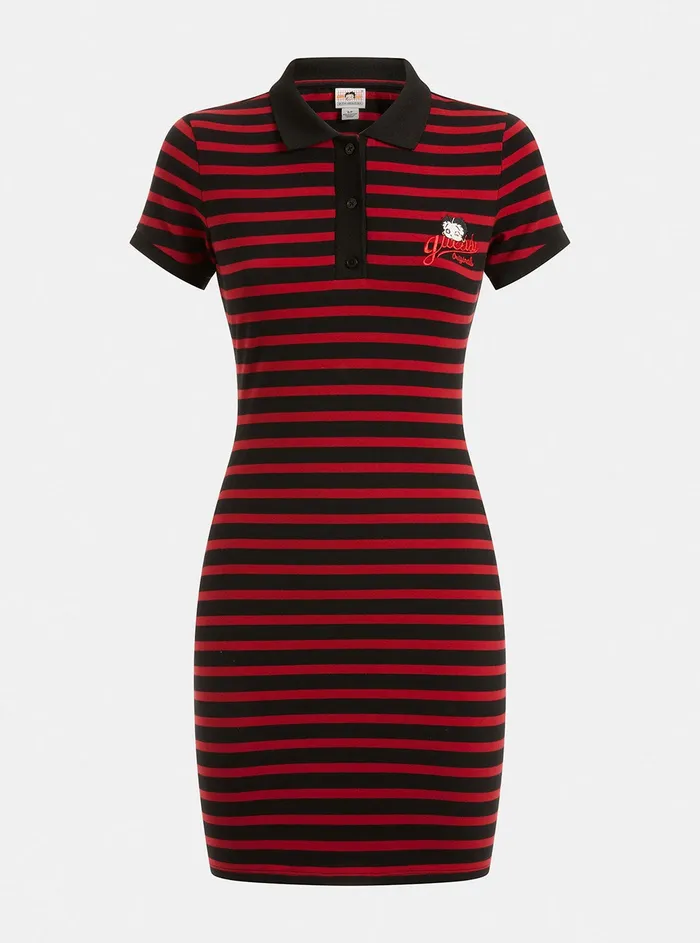 Women Dresses GUESS Guess Originals X Betty Boop Black Multi Polo Mini Dress Women Dresses GUESS Guess Originals X Betty Boop Black Multi Polo Mini Dress