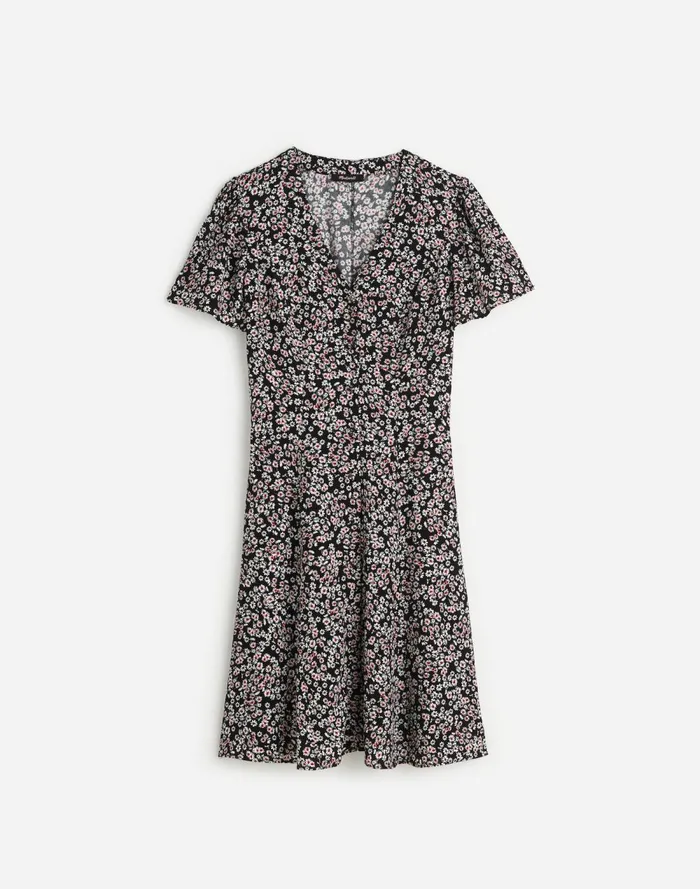 Women Dresses Madewell FlutterSleeve Mini Dress In Floral Daisy Black Ground