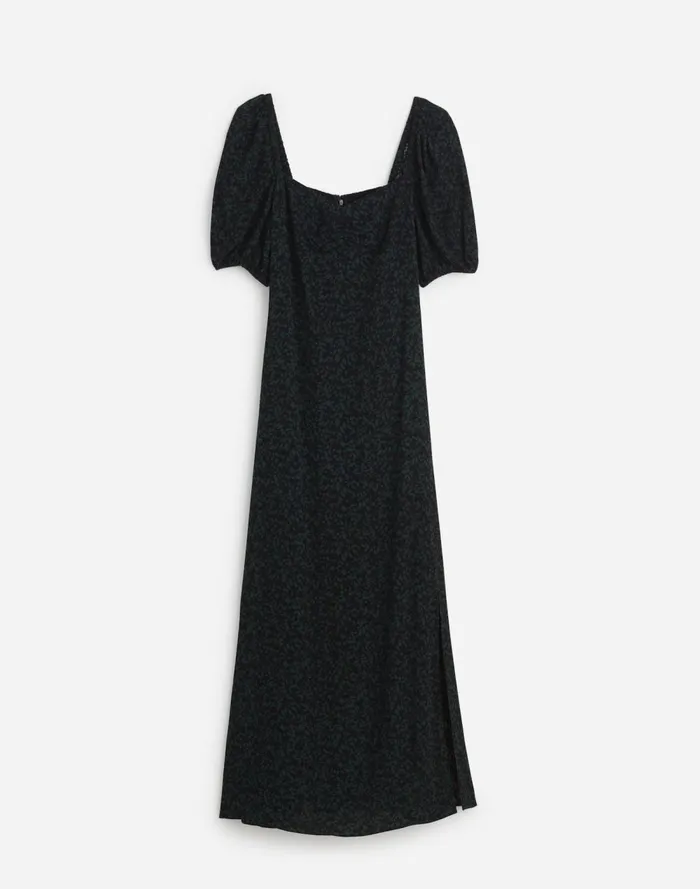 Women Dresses Madewell PuffSleeve Sweetheart Midi Dress Green Print