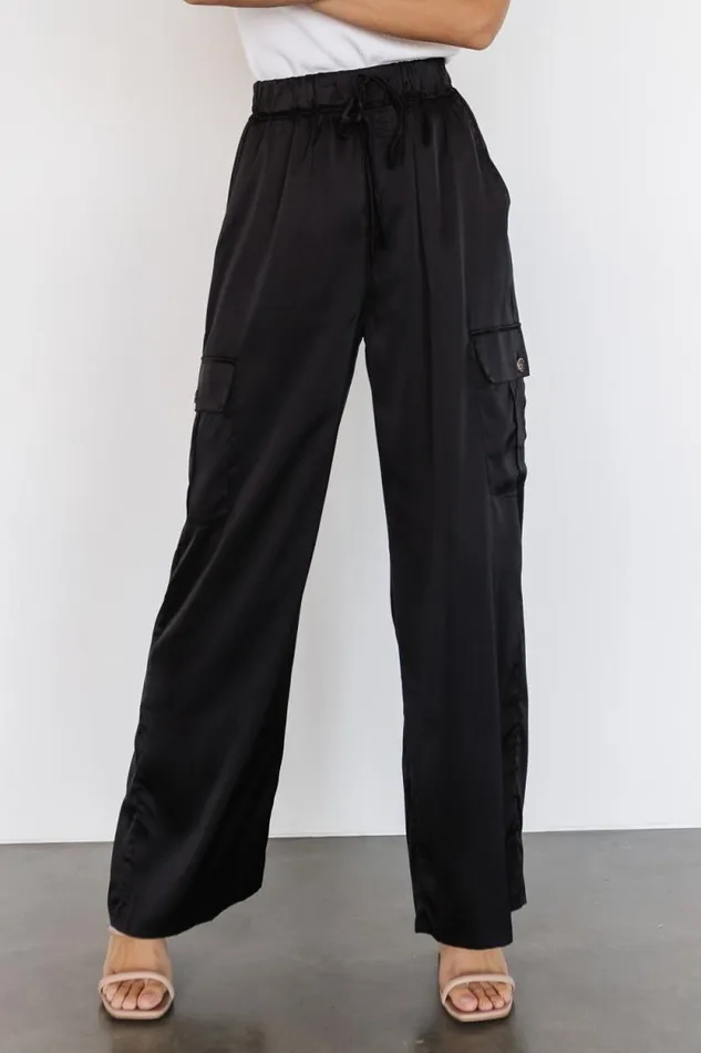 Women Drey Satin Pants Black Baltic Born Pants