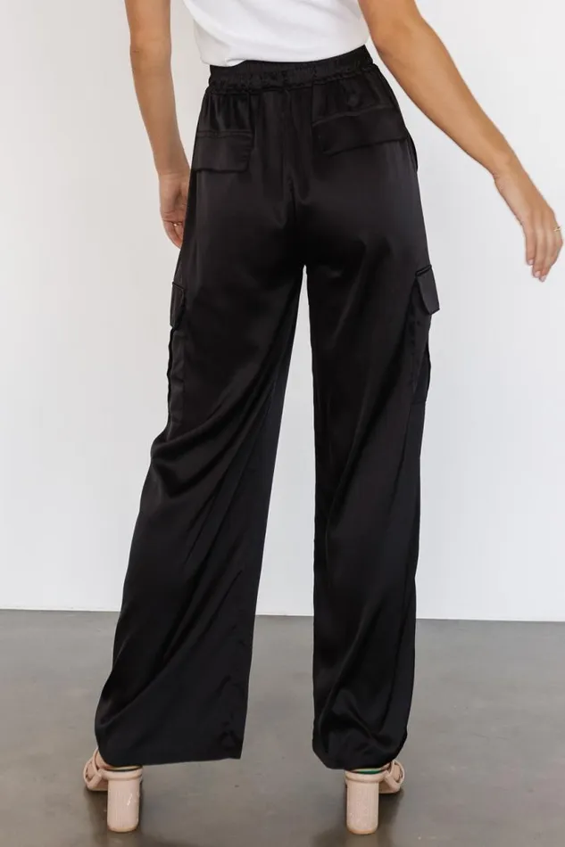 Women Drey Satin Pants Black Baltic Born Pants