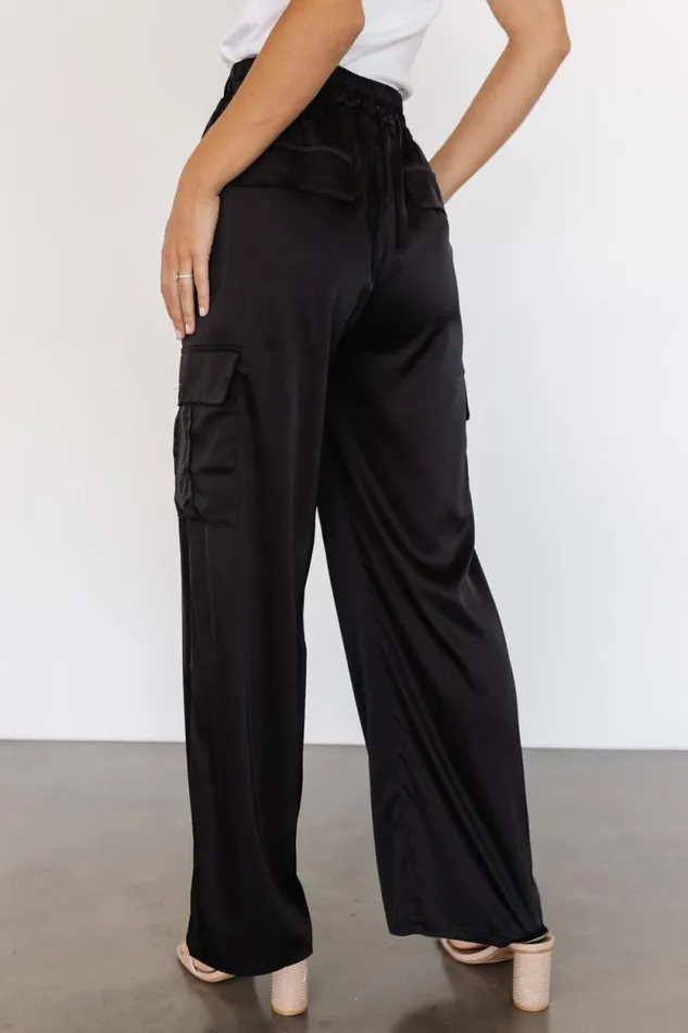 Women Drey Satin Pants Black Baltic Born Pants