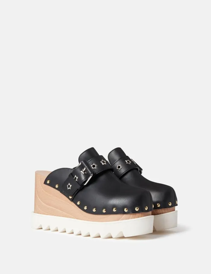 Women Elyse StarStudded Mules Black Stella McCartney Wedges