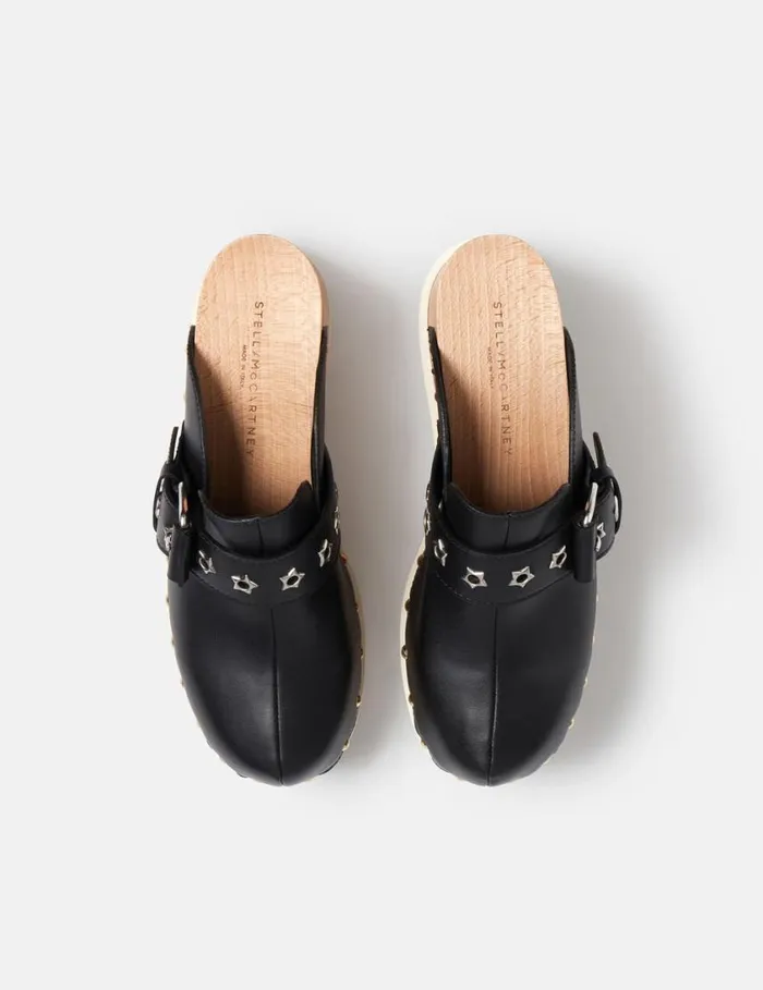 Women Elyse StarStudded Mules Black Stella McCartney Wedges