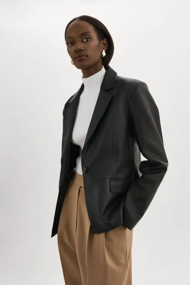 Women ELZA Leather Blazer Black LAMARQUE Leather Jackets