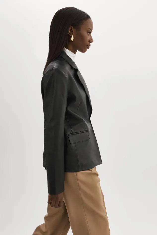 Women ELZA Leather Blazer Black LAMARQUE Leather Jackets