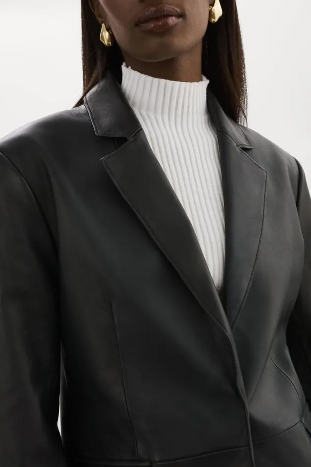 Women ELZA Leather Blazer Black LAMARQUE Leather Jackets