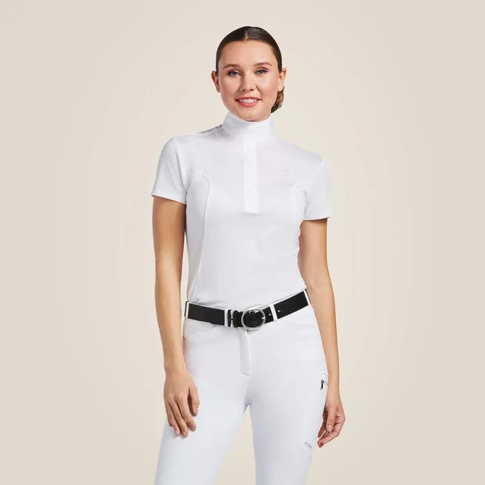 Women English Riding Ariat Aptos Show Shirt White