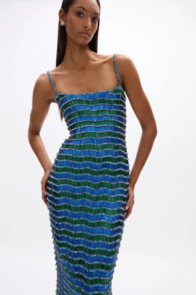 Women Evening Dresses Rachel Gilbert Zeph Gown BlueGreen