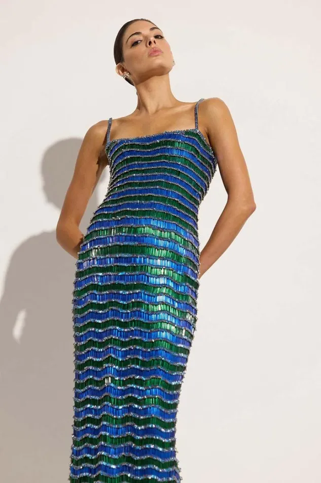 Women Evening Dresses Rachel Gilbert Zeph Gown BlueGreen