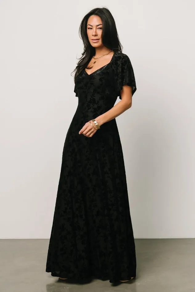 Women Everley Velvet Maxi Dress Black Baltic Born Maxi Dresses Women Everley Velvet Maxi Dress Black Baltic Born Maxi Dresses