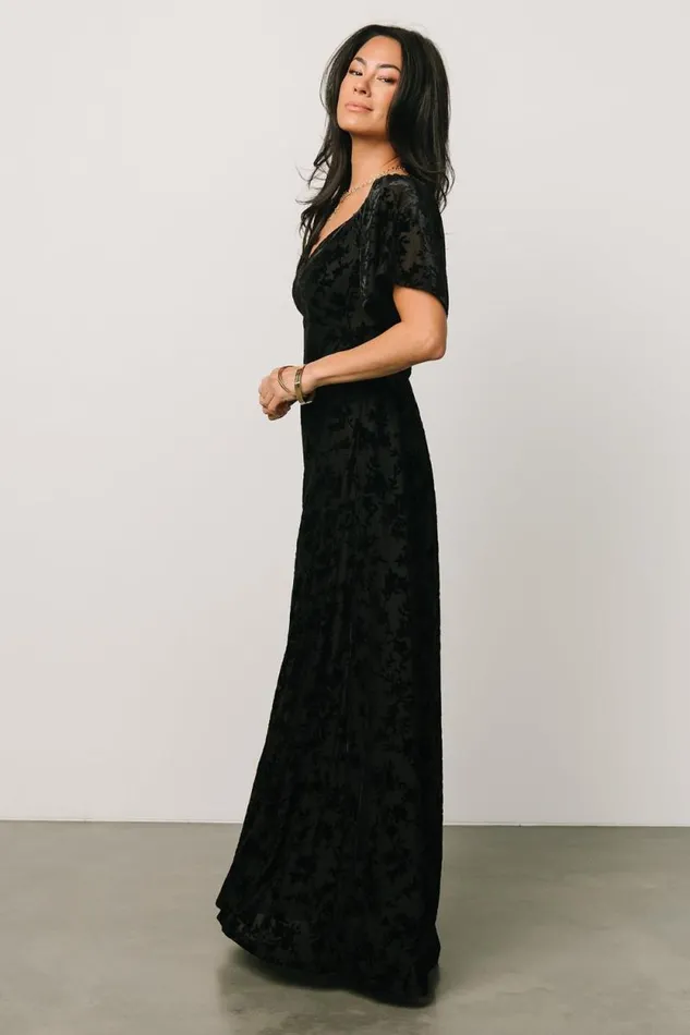Women Everley Velvet Maxi Dress Black Baltic Born Maxi Dresses Women Everley Velvet Maxi Dress Black Baltic Born Maxi Dresses