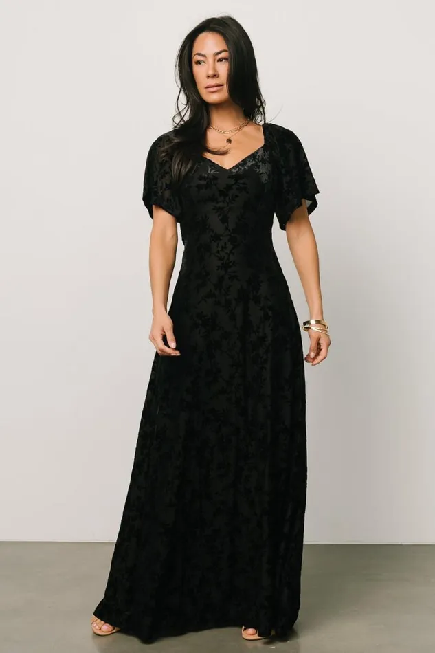 Women Everley Velvet Maxi Dress Black Baltic Born Maxi Dresses Women Everley Velvet Maxi Dress Black Baltic Born Maxi Dresses