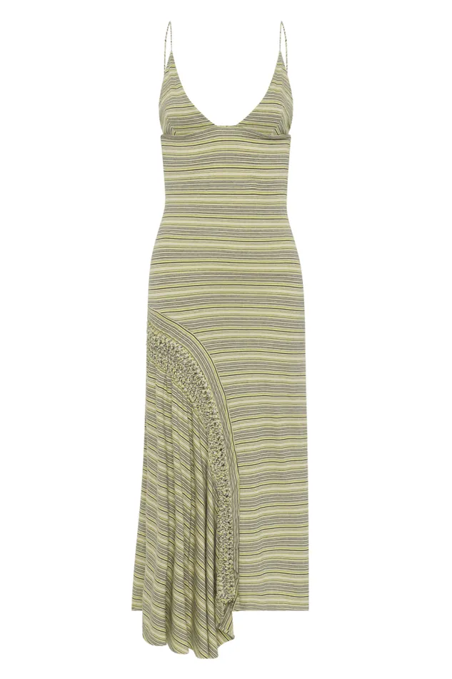 Women Faithfull The Brand Dresses Hyeres Midi Dress Lemon Navy Stripe