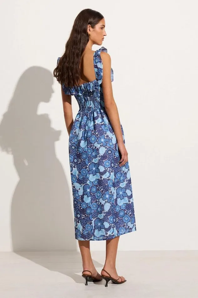 Women Faithfull The Brand Dresses Sameera Midi Dress La Mira Floral Blue