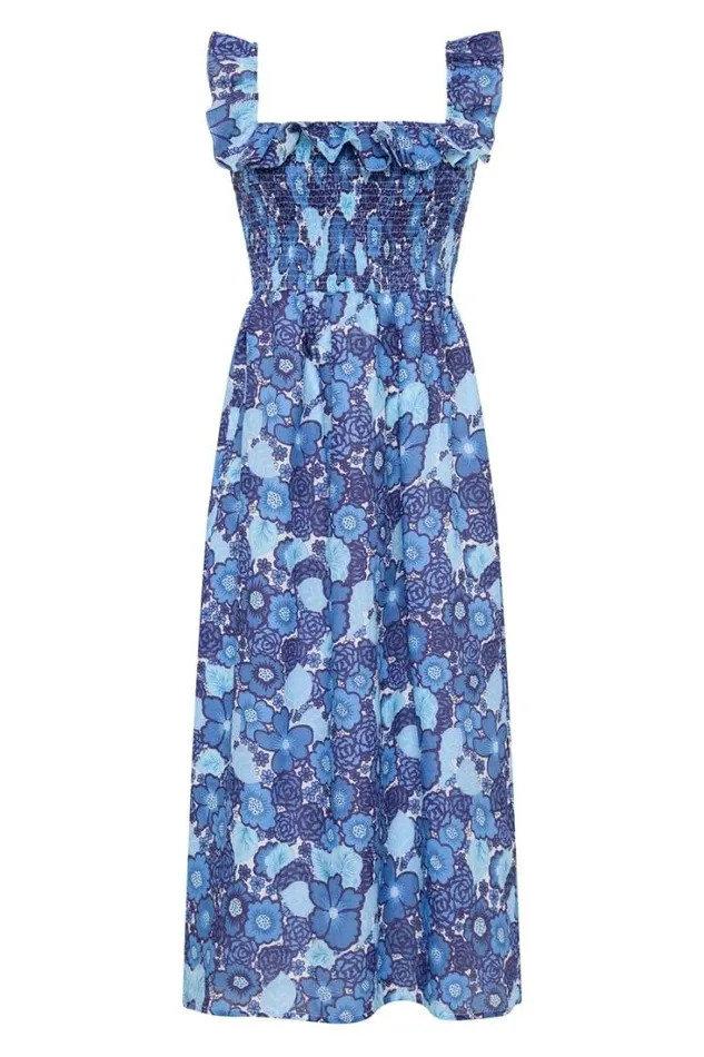 Women Faithfull The Brand Dresses Sameera Midi Dress La Mira Floral Blue
