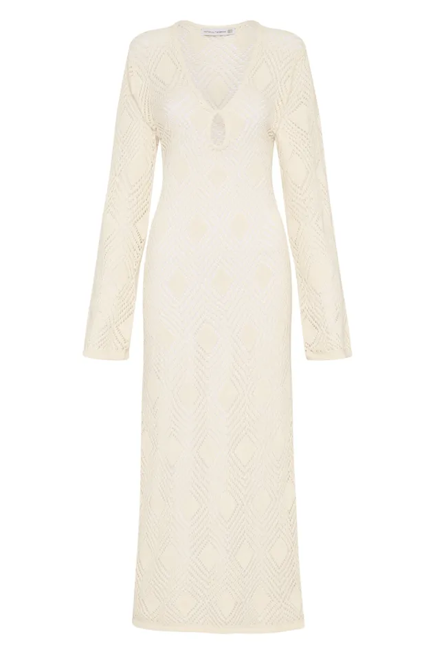 Women Faithfull The Brand Dresses Serena Pointelle Knit Dress Off White