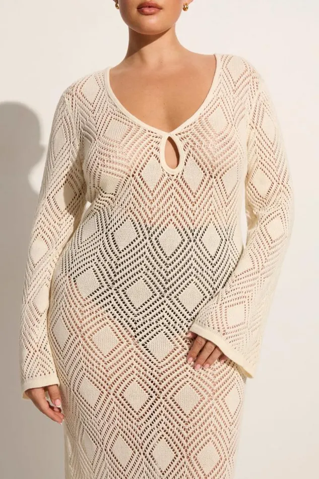 Women Faithfull The Brand Dresses Serena Pointelle Knit Dress Off White