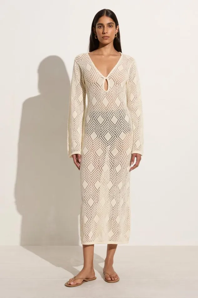 Women Faithfull The Brand Dresses Serena Pointelle Knit Dress Off White