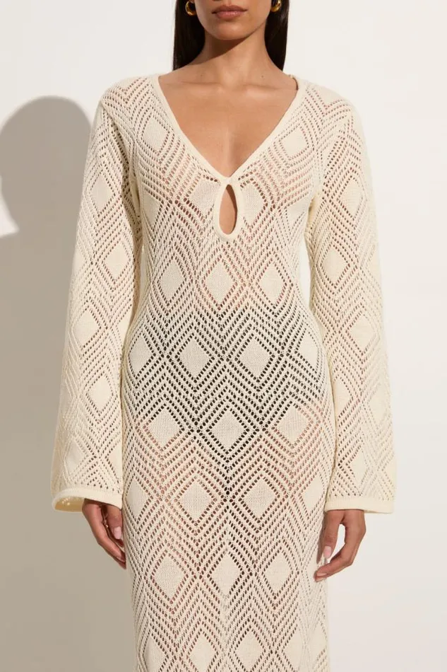 Women Faithfull The Brand Dresses Serena Pointelle Knit Dress Off White