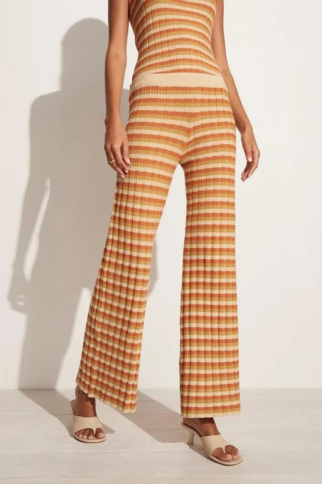 Women Faithfull The Brand Pants Damira Knit Pants Neutral Stripes Exclusive 8211 Final Sale