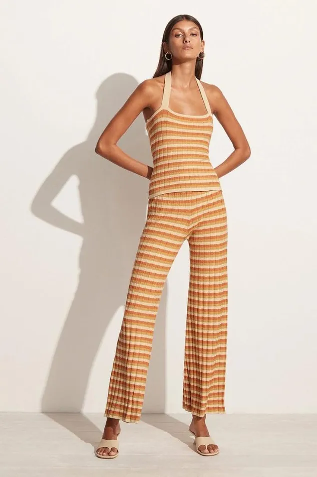 Women Faithfull The Brand Pants Damira Knit Pants Neutral Stripes Exclusive 8211 Final Sale