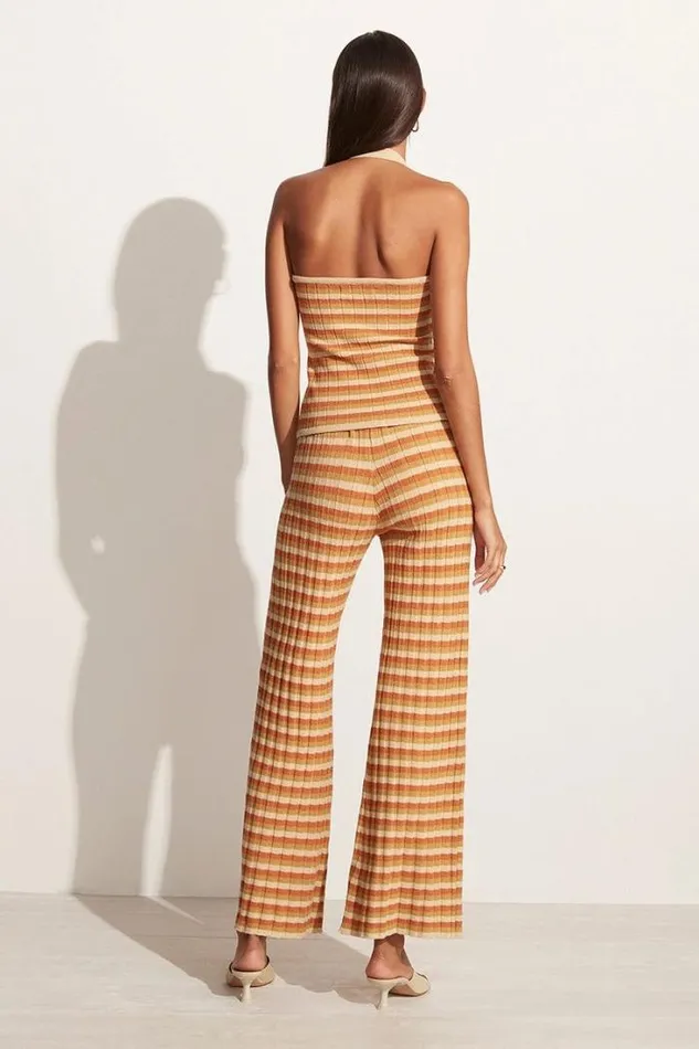 Women Faithfull The Brand Pants Damira Knit Pants Neutral Stripes Exclusive 8211 Final Sale