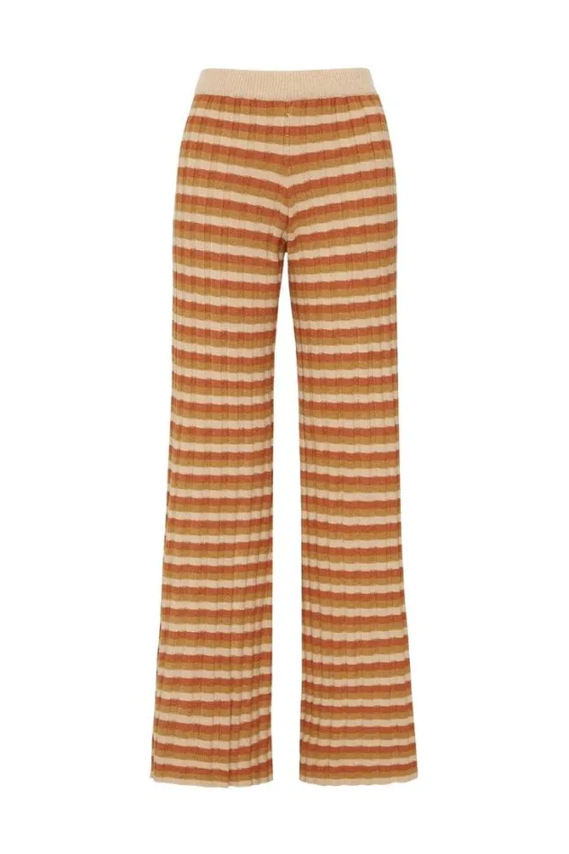 Women Faithfull The Brand Pants Damira Knit Pants Neutral Stripes Exclusive 8211 Final Sale