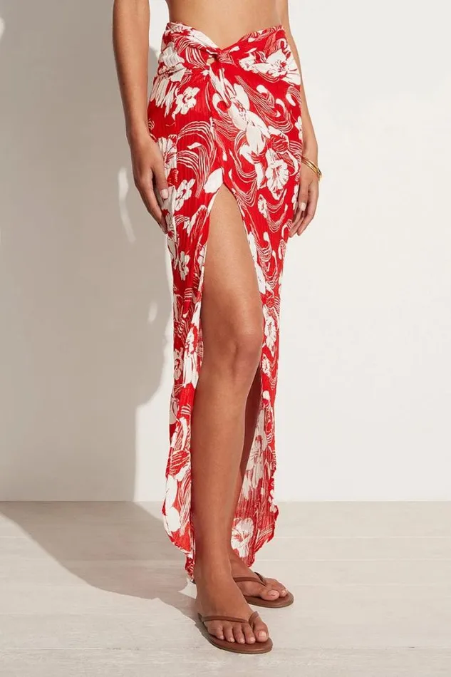 Women Faithfull The Brand Skirts and Shorts Lulu Maxi Skirt Camara Floral Print Red 8211 Final Sale