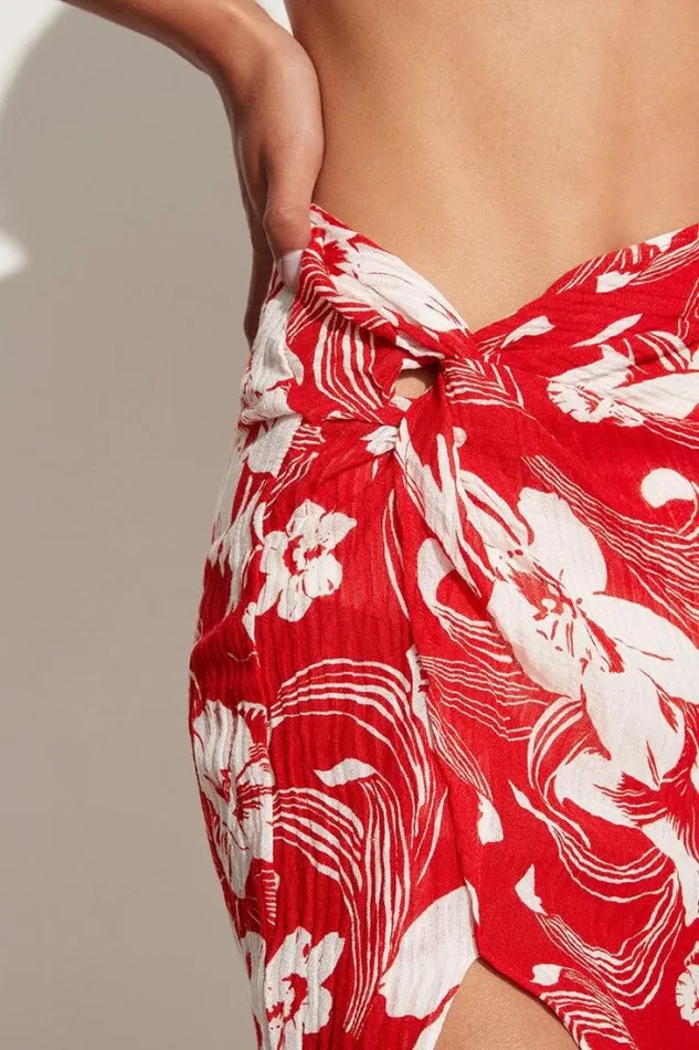 Women Faithfull The Brand Skirts and Shorts Lulu Maxi Skirt Camara Floral Print Red 8211 Final Sale