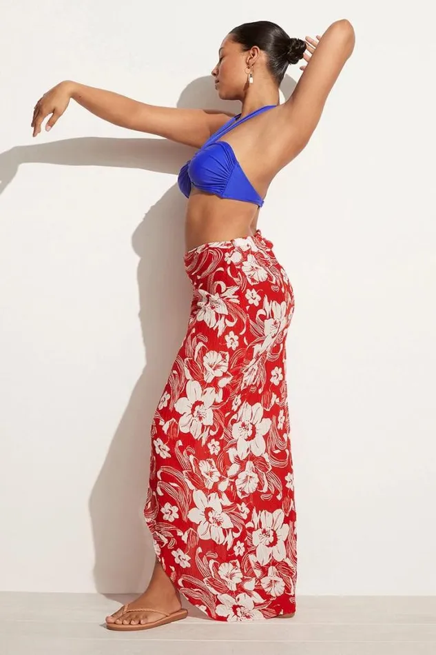 Women Faithfull The Brand Skirts and Shorts Lulu Maxi Skirt Camara Floral Print Red 8211 Final Sale