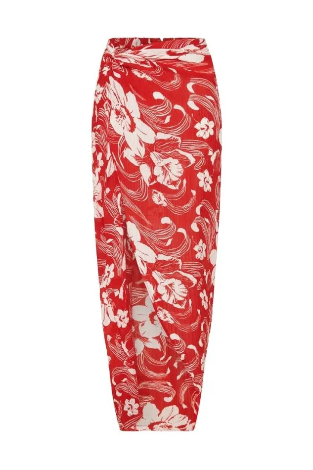 Women Faithfull The Brand Skirts and Shorts Lulu Maxi Skirt Camara Floral Print Red 8211 Final Sale