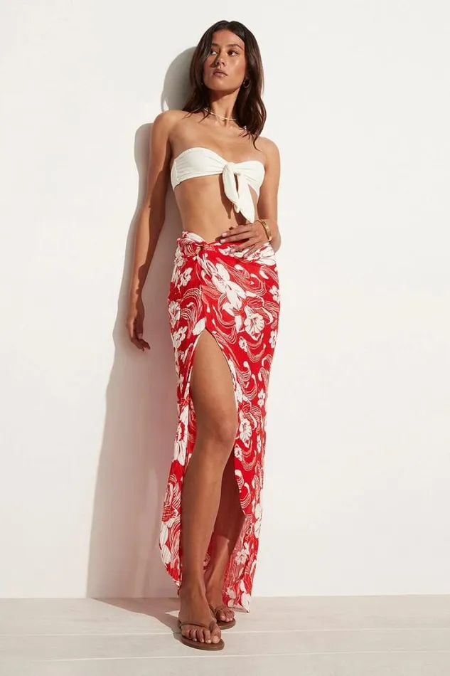 Women Faithfull The Brand Skirts and Shorts Lulu Maxi Skirt Camara Floral Print Red 8211 Final Sale