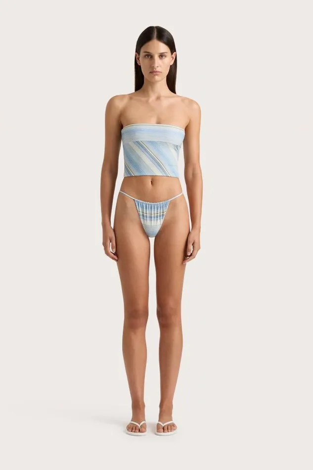Women Faithfull The Brand Swim Jean Swim Top Futura Stripe Sky Blue