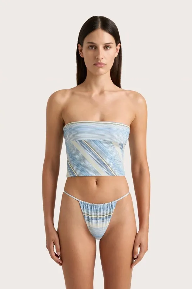 Women Faithfull The Brand Swim Jean Swim Top Futura Stripe Sky Blue