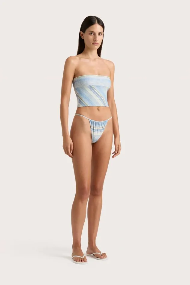 Women Faithfull The Brand Swim Jean Swim Top Futura Stripe Sky Blue